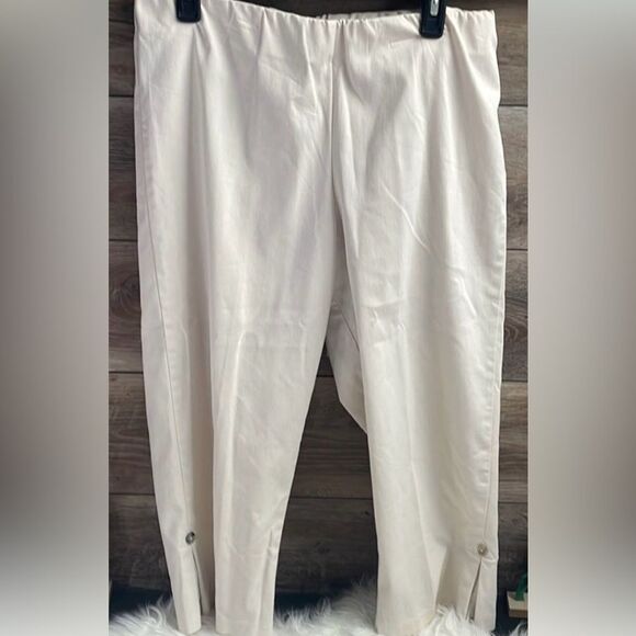 CLICK by COLOR ME COTTON Ladies Tan Cropped Elastic Waist Wider Leg Pants PL - Picture 1 of 8